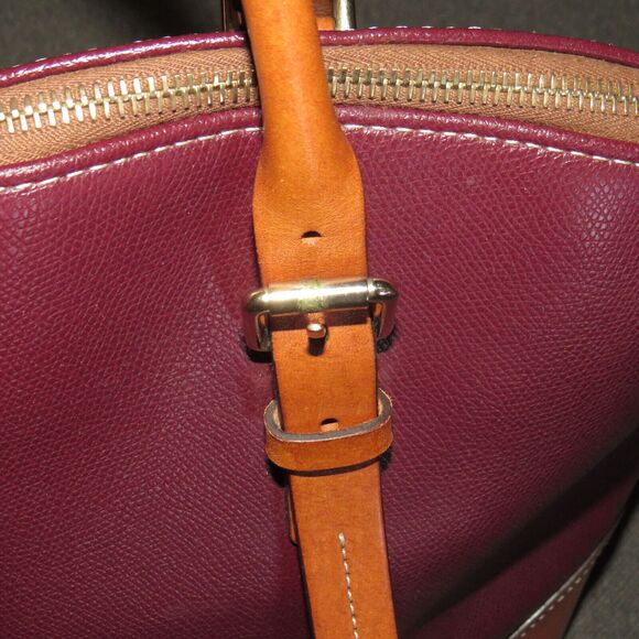 Dooney & Bourke Two Tone Leather Large Satchel Bag Purse - Picture 4 of 14